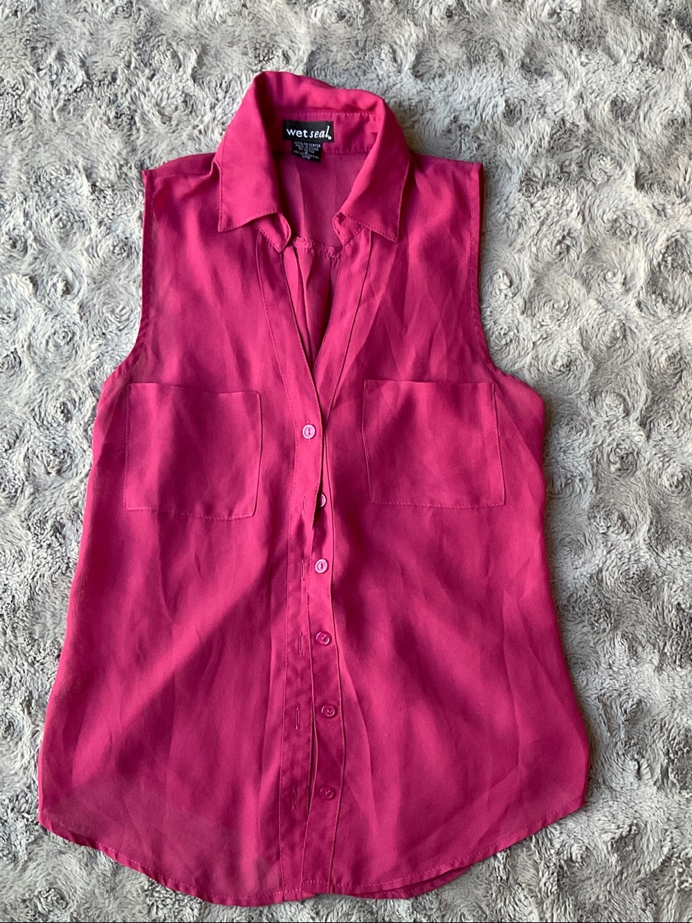 Wet Seal purple Sleeveless Button-Up Blouse